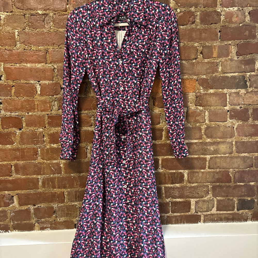 A.P.C. Irina dress Multicolor Floral Long Sleeve midi Dress